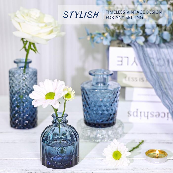 Набір ваз Knospenvasen (12 шт.): міні вази для декору столу, рустикальний стиль, блакитний колір