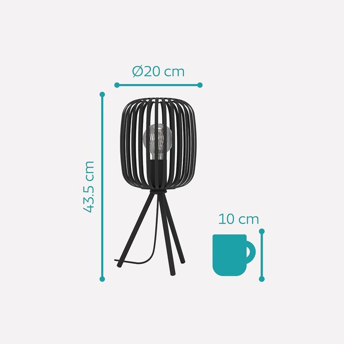 Настільна лампа EGLO Romazzina на штативі, чорна металева, E27, для спальні та вітальні