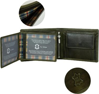 Чоловічий гаманець Volmer Leder з RFID-захистом, міцний подвійний шов (9+4 картки - Оливковий)