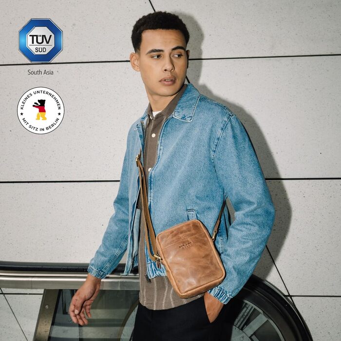 Чоловіча сумка через плече Berliner Bags Tom з натуральної шкіри, Camel, S