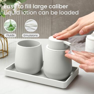 Сучасний набір для ванної кімнати AJEUNGAIN сірого кольору: мильниця, стакан для зубної пасти, піднос. Організатор для ванної кімнати (сірий). 3 шт.