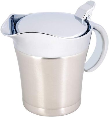 Saucepan with Lid, Sauce Serving Pitcher, Double-Insulated Saucepan Made of 304 Stainless Steel for Coffee, Cream, Salad Dressing, Pudding, Milk (Small 450ml)