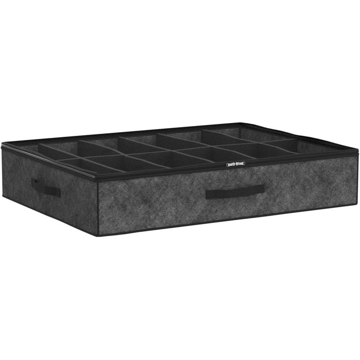 Комод-органайзер для взуття Homyfort з прозорим кришкою (2 шт.) - 14 + 4 відділення, сірий льон, XDUBS14S4 (Чорний, L)