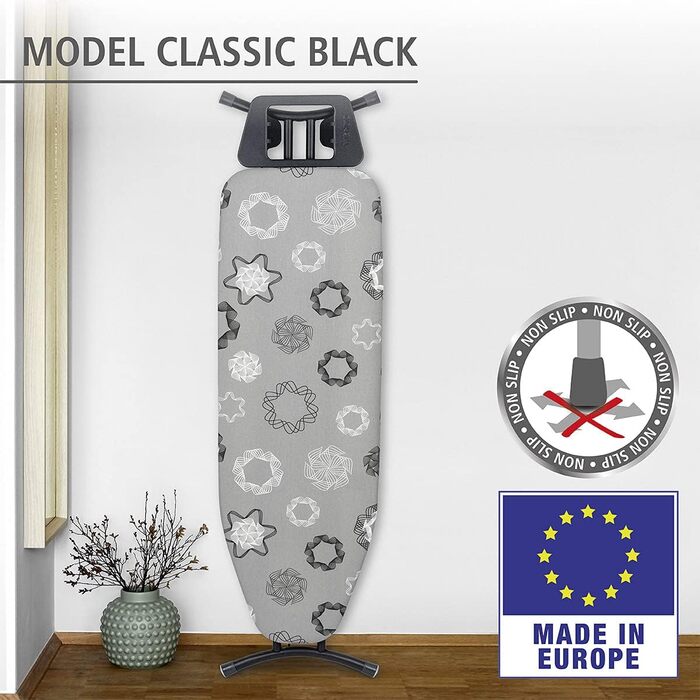 Прасувальна дошка WENKO Classic Black - регульована, стійка, з покриттям 8 мм, 120 x 38 см