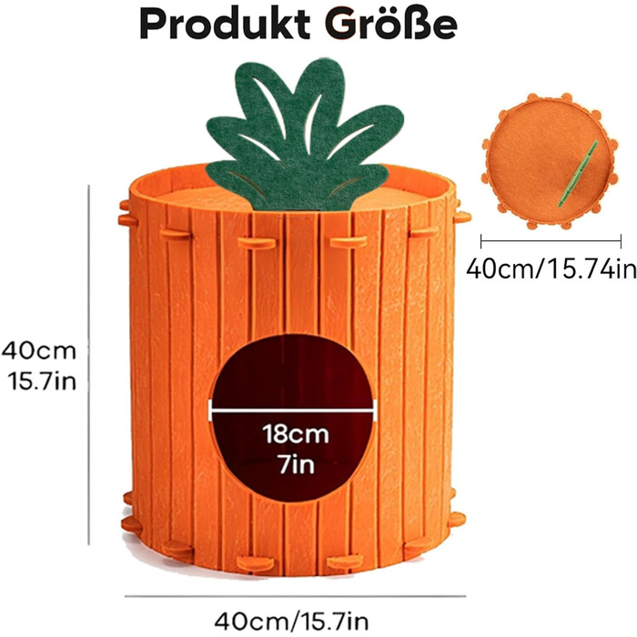 Двоярусна котяча хатинка-печера з дряпалкою, котячий будиночок для дому, кігтеточка з платформою, ліжко-печера для котів, кігтеточка-бочка, котячі меблі з іграшкою, 60х40х40 см
