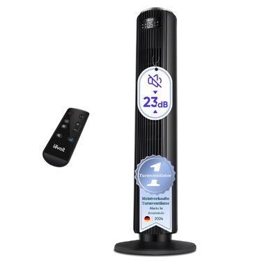 Вентилятор Levoit - Турбовентилятор з охолодженням, з пультом, 5 швидкостей, 4 режими, таймер 12 год, сірий, 92 см