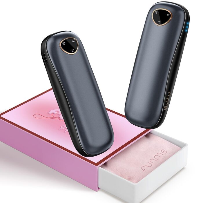 Електричні нагрівачі для рук Funme® 2 шт. з Powerbank 10000mAh - подарункова коробка, USB, до 60°C, для жінок, ідеальні для активного відпочинку