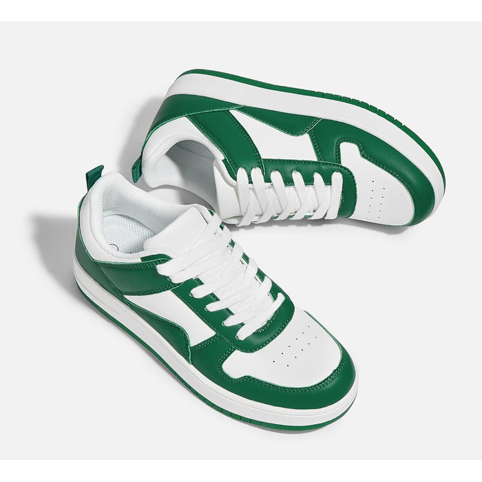 Жіночі кросівки LUCKY STEP з блискучими стразами, шкіряні низькі кросівки на шнурівці, зручні та стильні кросівки для ходьби (40 EU, Зелений Білий)