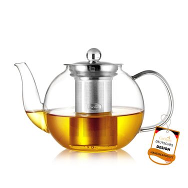 Скляна чайниця CNGLASS 600мл/20.3oz з ситом, стійка до плити, для листового та квіткового чаю