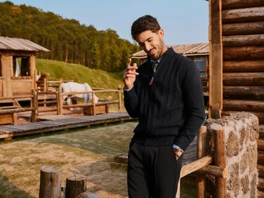 Кардиган чоловічий PJ PAUL JONES на блискавці та зі стійким коміром, чорний (S)