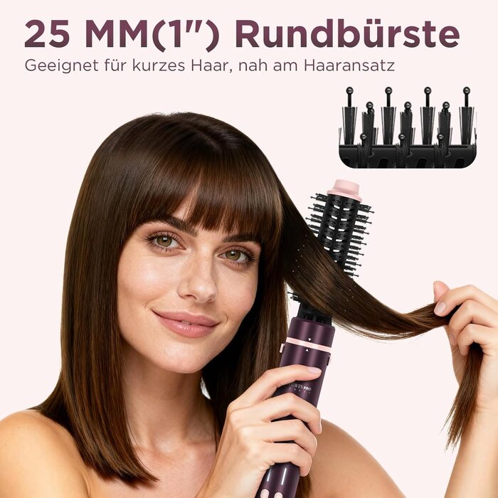 PARWIN PRO BEAUTY MaxAIR 2.0 Multi-Styler Set: 7-в-1 Фен, Плойка, Випрямляч, Щітка для об'єму, 110000 об/хв, Автоматична намотка, Подвійна напруга, Jasper Plum