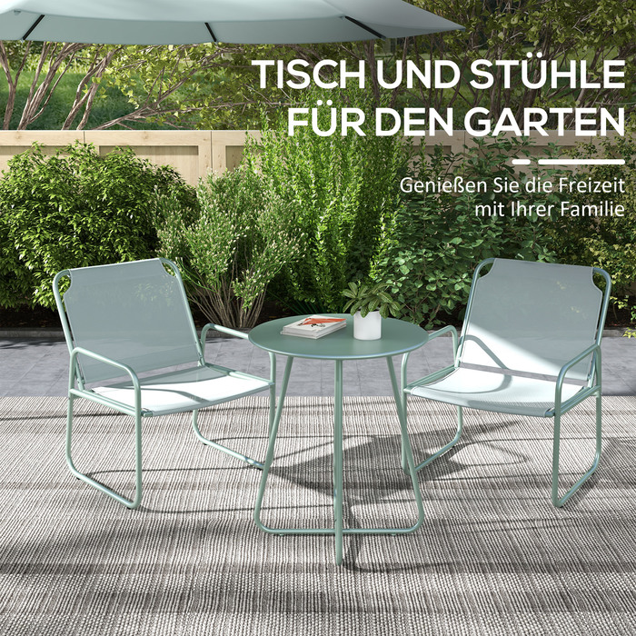Набір вуличних меблів Outsunny 3tlg Bistro Set для балкона з 1 столом та 2 стільцями, садовий комплект з сітки зеленого кольору для саду та тераси