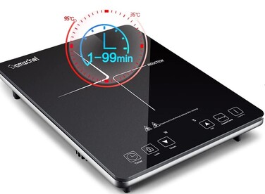 Портативна індукційна плита Amzchef SK-20CB16T 2000Вт, чорна