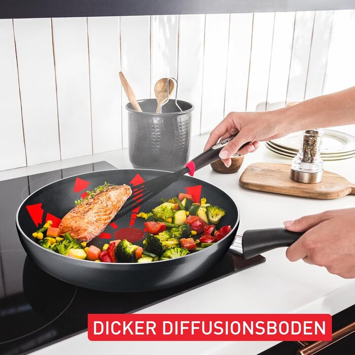 Сковорода Tefal Hard Titanium Essential Wok 28 см, антипригарна, з індикатором нагріву, виготовлено у Франції