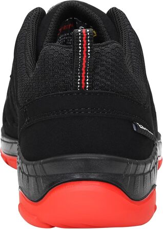 Робочі черевики ELTEN Maddox BOA S3S чорно-червоні, текстиль, сталевий підносок, легкі, спортивні, чоловічі та жіночі, 47 EU