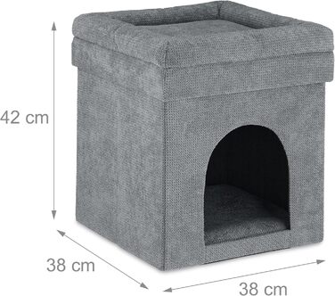 Кігтеточка-гніздо для котів та маленьких собак Relaxdays, сіра, 42x38x38 см