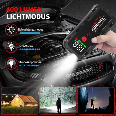 Powerbank FOWAWU 7000A 22800mAh з автостартом та LED-ліхтариком для автомобіля, мотоцикла, газонокосарки