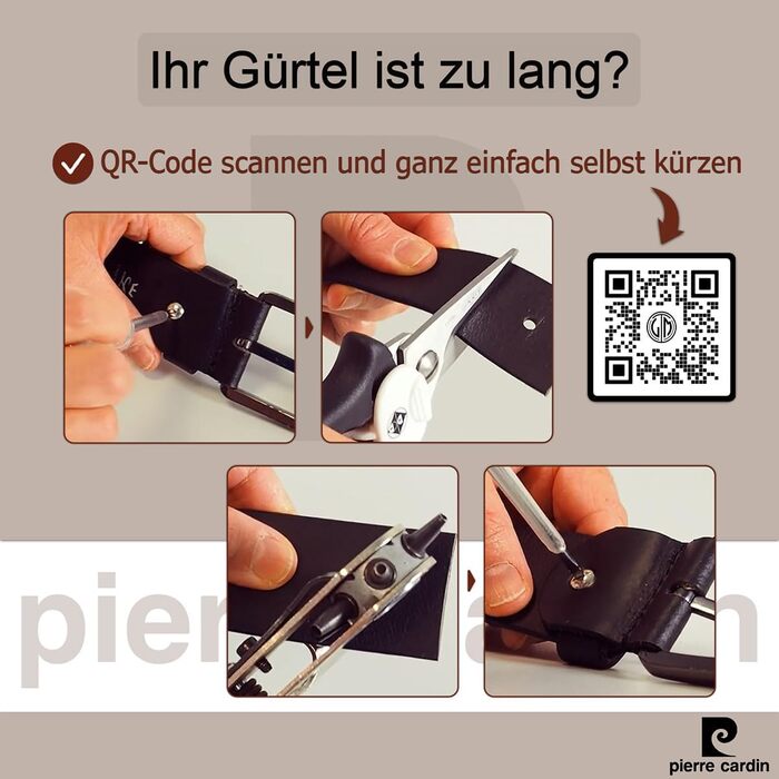 Чоловічий шкіряний ремінь Pierre Cardin, 40 мм, колір коньяк, 105 см