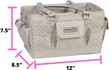 Everything Mary Blaugruner, geometric deluxe store and tote bag, organizer for crafts, sewing, paper, art, desk, canvas, accessories, storage with handles for travel (Light Brown Spotted)