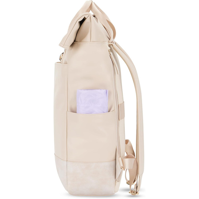 Жіночий рюкзак Expatrié Adele - Rolltop для університету, роботи, велосипеда. Елегантний, великий, водонепроникний (Бежевий)