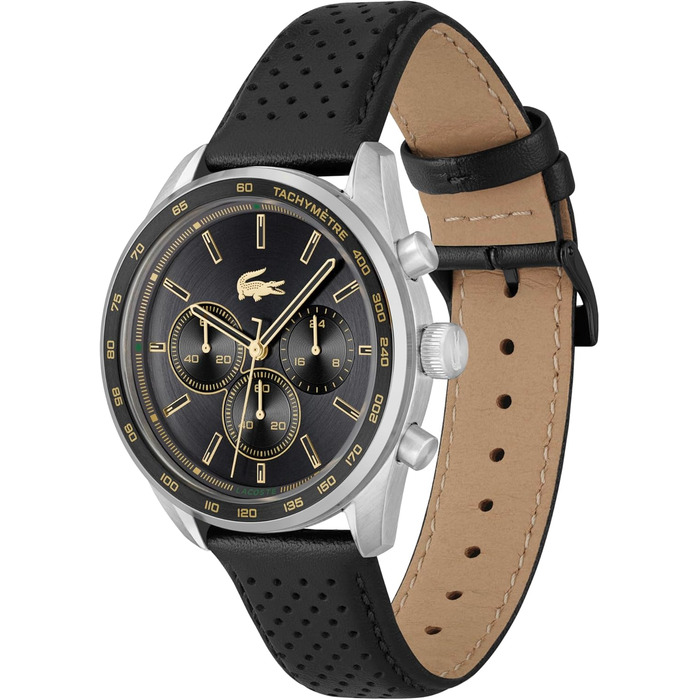 Годинник чоловічий Lacoste Boston Chronograph кварцовий з шкіряним або металевим браслетом (чорний)