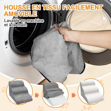 Східці для собак Masthome: 4 сходинки, знімний та пральний чохол, протиковзкі, для ліжка/софи (сірий)