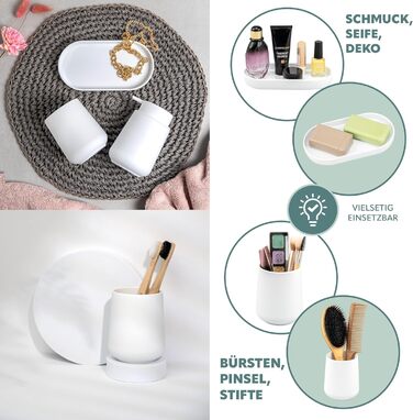 Набір аксесуарів для ванної кімнати Eluno TESERO, 3 шт. (дозатор мила, стакан, миска), пластик, білий