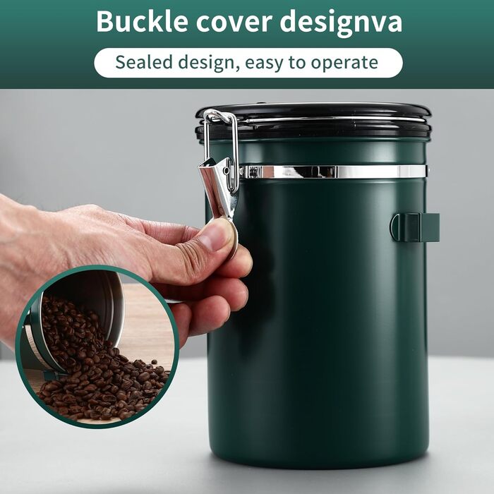 Металева кавова банка 1.8 л з датою та ложкою, для кави, горіхів, какао, чаю