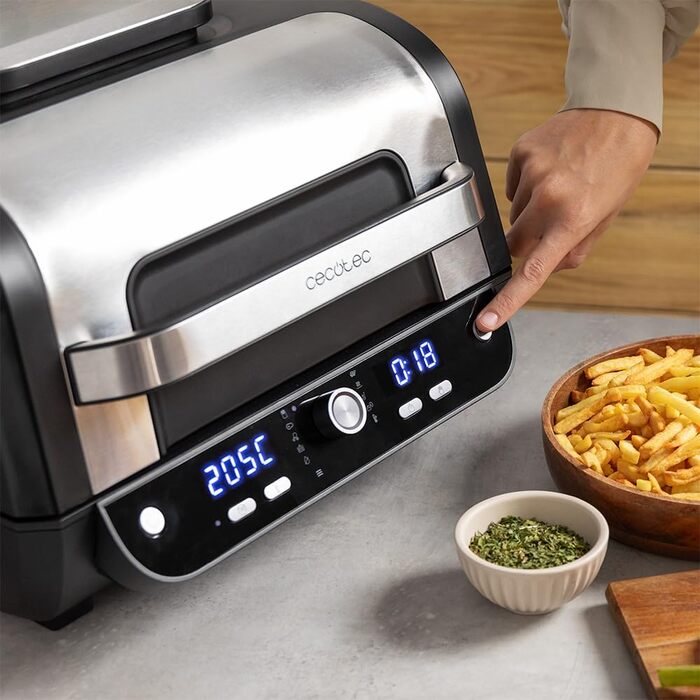Cecotec Oil-Free Hot Air Fryer, 8 L, Cecofry FireDome 8000 Pro. 1700 W, Double Heating, 4 Grill Levels, 12 Predefined Modes, Adjustable Temperature and Time, 8-Liter Accessory Kit
