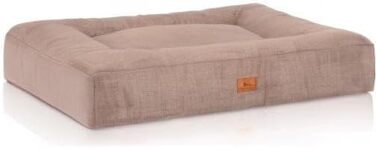Ортопедичне ліжко для собак Knuffelwuff Sofia з м'якого велюру, 120x100 см, бежеве. Знімний, пральний чохол. Підходить для великих, середніх та маленьких собак. Розміри: 120 x 100 x 17 см