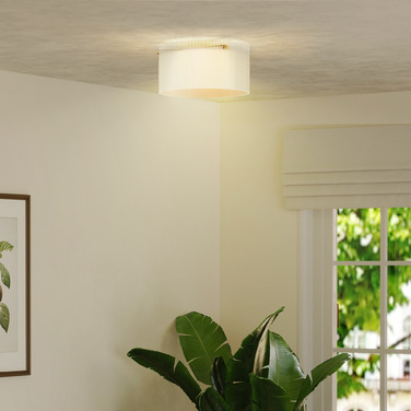 HOMCOM Flush Mount Ceiling Light with Acrylic Shade and Metal Frame, Compatible with Halogen and LED Bulbs