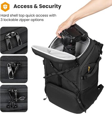 Рюкзак для камери Tarion HX-XL, 2-в-1, чорний, водонепроникний, з відділенням для ноутбука 15.6 дюймів