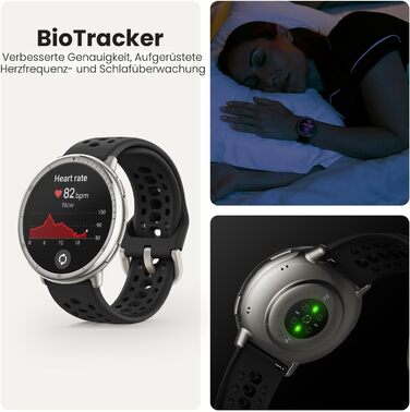 Смарт-годинник Amazfit Active 2 44мм: GPS, фітнес-трекер, 160+ режимів спорту, моніторинг сну, водонепроникний, для Android та iPhone, чорний силікон