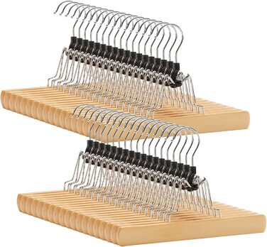 12 дерев'яних вішалок для штанів SONGMICS, антиковзаючі, обертаються на 360°, CRW007-12