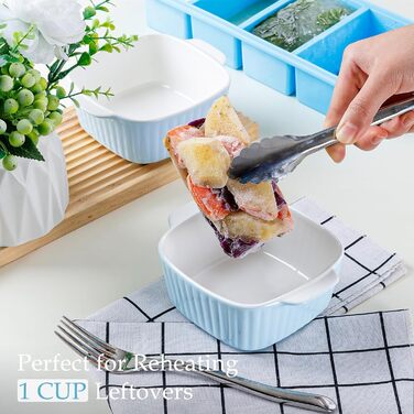 Набір форм для запікання NUTRIUPS 400мл, 4 шт., кераміка, 14.5 x 11.5 x 5.5 см, блакитний