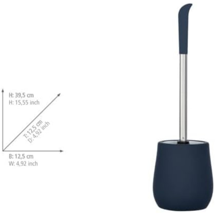 Набір для туалету WENKO Sydney блакитний матовий (керамика, Soft-Touch) з тримачем для щітки, 12.5 x 39.5 x 12.5 см