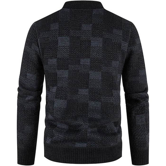 Чоловіча в'язана куртка з кишенями, кардиган з блискавкою Puover, флісова куртка без капюшона, чоловіча спортивна куртка, тепла зимова куртка з в'язаного матеріалу (3XL, темно-синій)