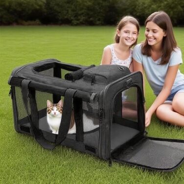 Складана переносна переносна сумка-переноска для собак та котів Oxford, 46 x 46 x 30 см (Чорний)