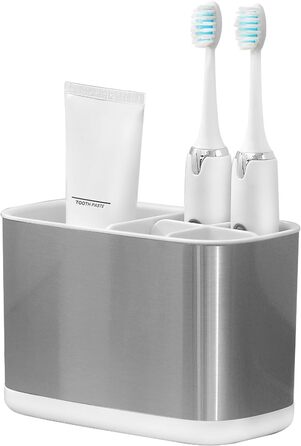 Colist Stainless Steel Toothbrush Holder, Bathroom Electric Toothbrush Holder Organizer, Toothbrush Holder Non-Slip Bottom 4 Toothbrush Compartments Removable for Easy Cleaning (Large) (Stainless Steel (Small))