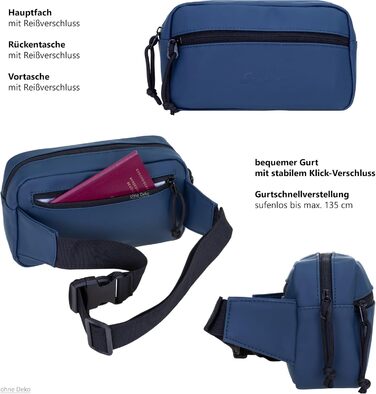 Сумка на пояс, бананка Wimmerl Elephant 12827, водонепроникна, унісекс, для чоловіків та жінок, з брелоком (синій)