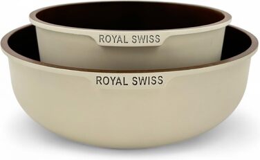 Набір посуду Royal Swiss 9-ти частинний з нержавіючої сталі, індукційний, з 2 ручками, для всіх плит - Бежевий Діамант (без PFOA, PFAS)