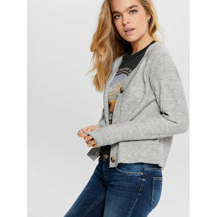 Жіноча в'язана кофта ONLCAROL S світло-сірого кольору