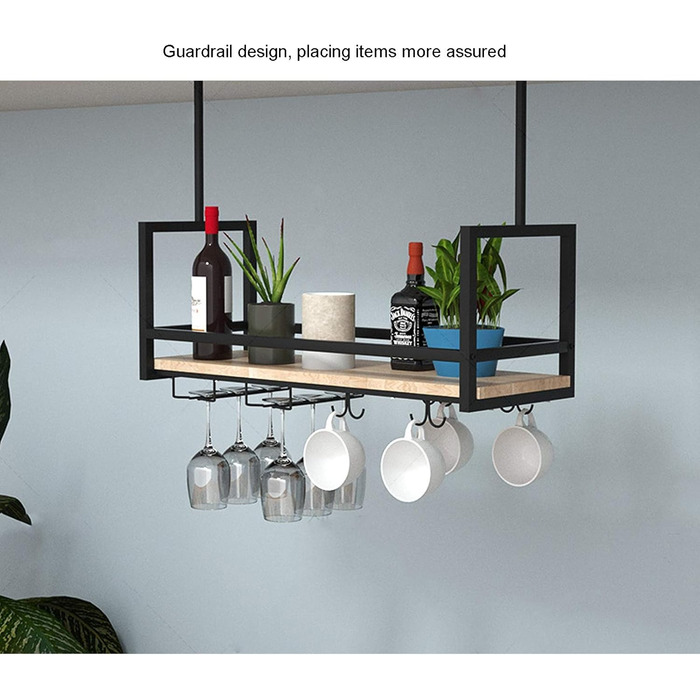 Металевий настінний/підвісний стелаж для вина DSVONAUS, 100x30x60 см - для бару, ресторану, кафе, кухні