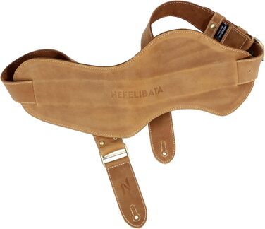 Гітарний ремінь Nefelibata з повномісної шкіри, 2' з кишенею для медіатора, для бас-, електро- та акустичної гітари, з медіаторами, кнопками та замками (Star Black) (Vintage Latte Brown)