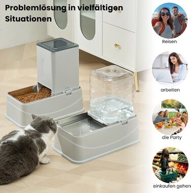 Автоматичний дозатор корму для собак 7L (2 шт.) з нержавіючою мискою, регульована висота, XXL, для великих собак та котів Maine Coon