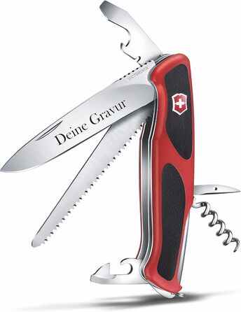 Швейцарський ніж Victorinox RangerGrip 55 з гравіюванням на лезі. Персоналізований ніж з 12 функціями. Подарунок для чоловіків та жінок.