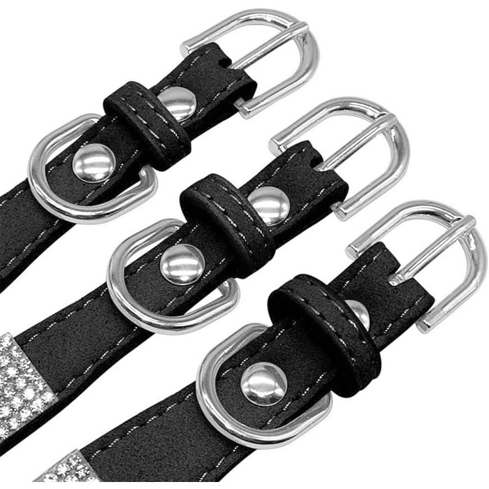 Набір для собак та котів: блискучий нашийник та поводок зі стразами, чорний. Нашийник, шлейка, поводок для собак та котів.