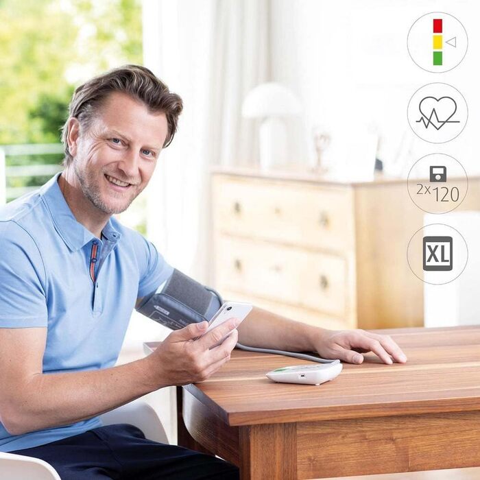 Тонометр на плече Medisana BU 565 з Bluetooth: точний вимір тиску та пульсу, пам'ять, великий дисплей, індикатор кольорами, виявлення аритмії