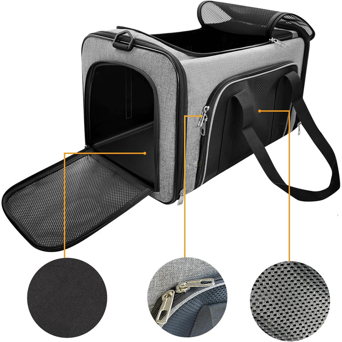 Транспортна сумка для котів та маленьких собак до 10 кг – складана, з прихованим дашком (фіолетовий, 50x30x30 см)