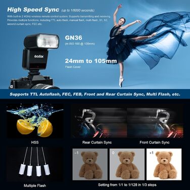 Godox TT350N спалах для Nikon з радіосинхронізацією 2.4G, TTL, HSS, 2500mAh, швидка перезарядка